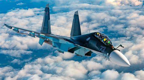 Sukhoi Su-35 thrust vectoring fighter performing aerial maneuver
