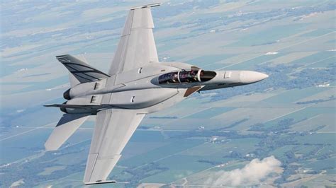 Super Hornet Block III prototype with conformal fuel tanks mounted above the fuselage