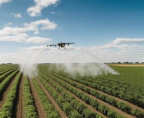 swarm of agricultural drones spraying orchard