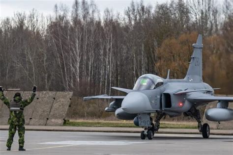 Swedish Gripen C during NATO Baltic Air Policing mission over Estonia, 2021