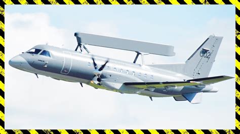 Swedish Saab 340 AEW&C airborne radar system in flight during NATO drills