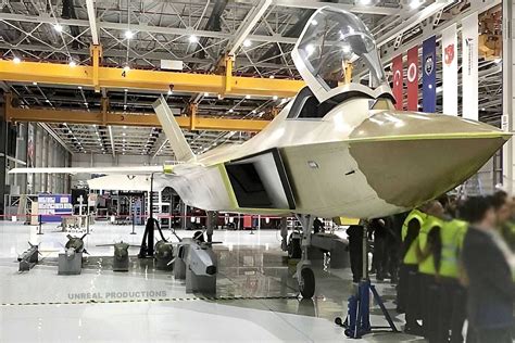 TAI KAAN stealth fighter prototype on its inaugural runway taxi test in Ankara