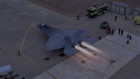 TAI TF Kaan taxiing on runway during initial flight testing 2025
