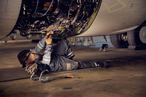 Technicians inspecting Compass Cargo’s 737-800SF before departure at Sofia Airport hangar