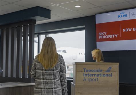 Teesside Airport Rockliffe Lounge direct boarding KLM flight