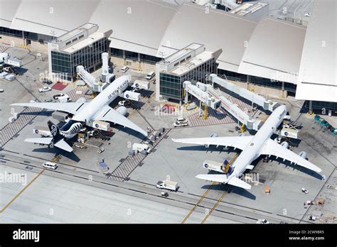 Tom Bradley International Terminal interior architecture with skylights and passengers