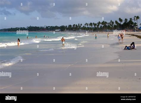 Tourists enjoying a beach in Punta Cana, Dominican Republic