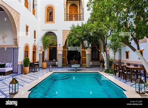 Traditional Moroccan riad courtyard in Marrakech
