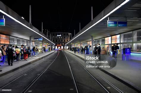 tram number 10 departing zurich airport towards city