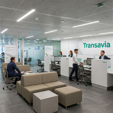 Transavia customer service counter at Schiphol Airport during delay