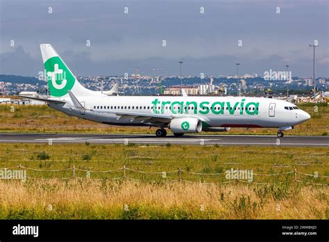 transavia france boeing 737 at orly airport before flight to amsterdam