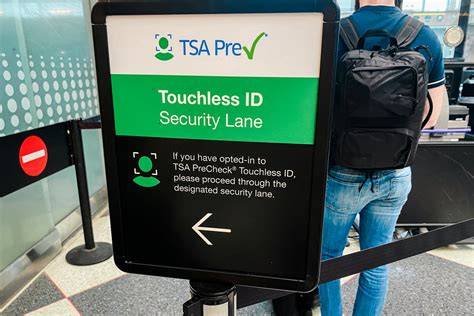 traveler checking TSA PreCheck eligibility on a laptop before airport departure