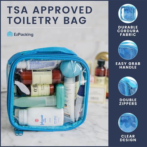 TSA compliant 3-1-1 liquids bag with travel-sized toiletries