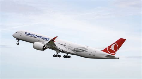 Turkish Airlines aircraft taking off from Atlanta International Airport at sunset