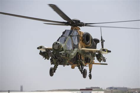 turkish t129 atak attack helicopter in flight