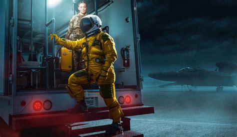 U-2 Dragon Lady pilot wearing pressure suit before high altitude mission