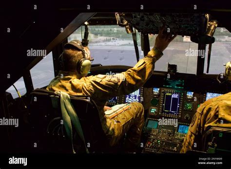 U.S. Army pilot using advanced Chinook flight simulator at Camp Humphreys