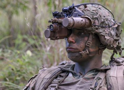 U.S. Army soldier wearing Enhanced Night Vision Goggle-Binocular (ENVG-B)
