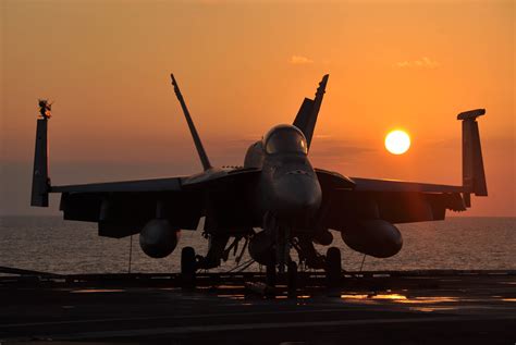 U.S. Navy F/A-18E Super Hornet on aircraft carrier deck