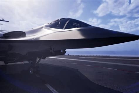 U.S. Navy F A XX sixth generation carrier fighter concept above aircraft carrier
