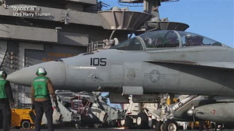 U.S. Navy pilot’s cockpit view during landing