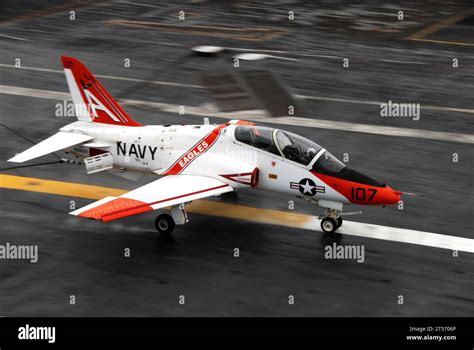 U.S. Navy T-45C Goshawk carrier-capable jet trainer conducting naval aviation training