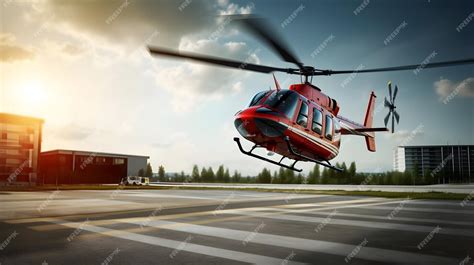 uc davis medical helicopter landing on hospital helipad with city skyline in background