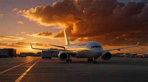 united airlines aircraft on tarmac sunset background