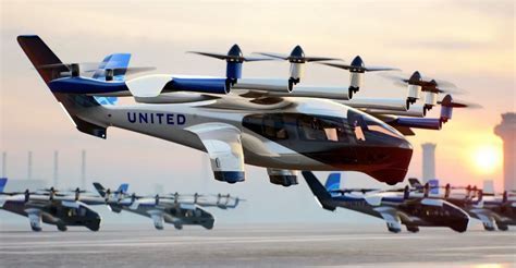 united airlines next-gen aircraft taxiing at o’hare with skyline in background