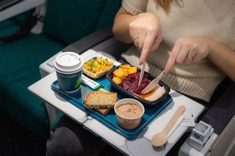 United First Class hot meal served on a tray table