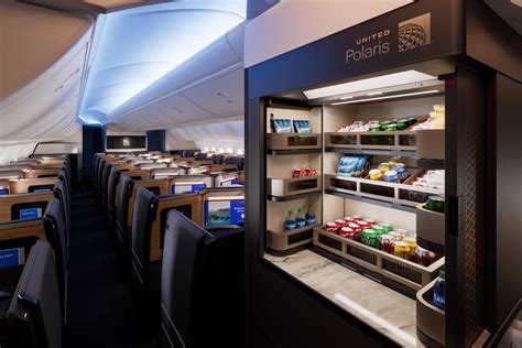 United Polaris cabin prepared for red eye flight with lie-flat seats