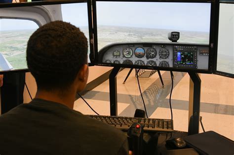University flight simulator lab with glass cockpit systems