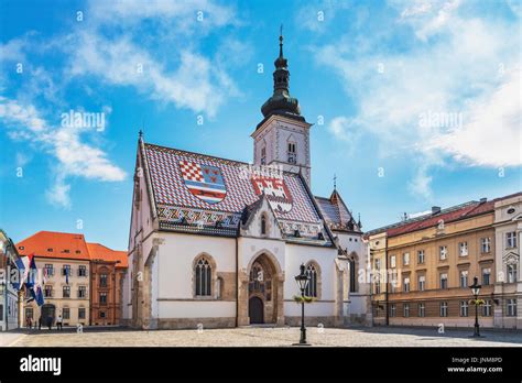 Upper Town (Gornji Grad) in Zagreb, Croatia, with St. Mark’s Church
