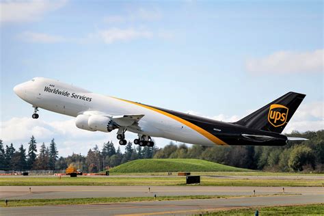 UPS widebody cargo fleet lineup showing 747-8F and 767 freighters