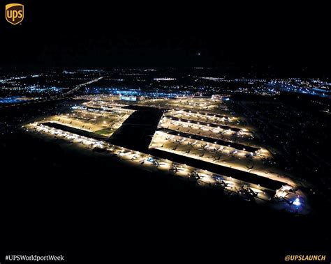 ups worldport aerial view at night showing full operations scale