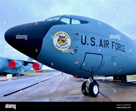 US Air Force KC-135 tanker aircraft refueling fighter jets over the North Atlantic
