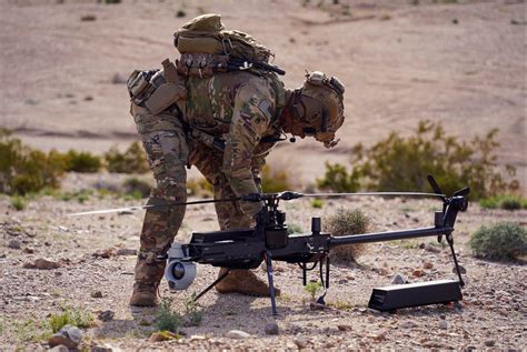 US Army soldiers operating C100 drones in field exercise