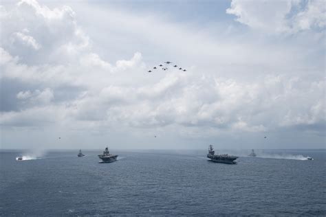 US Navy carrier strike group with advanced fighter aircraft