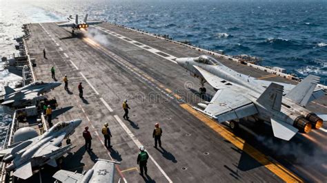 US Navy F-35 on aircraft carrier deck night operations launch