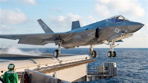 US Navy F-35C carrier pilot launching from an aircraft carrier in 2026