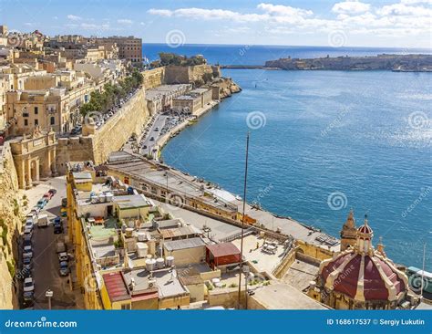 Valletta harbor with historic fortifications
