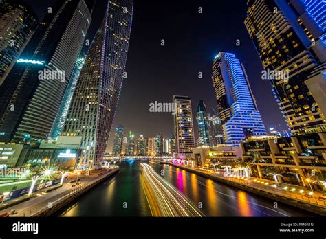 vibrant night view of dubai marina