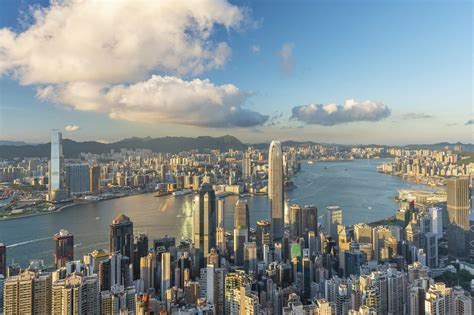 victoria harbour view from harbour city observatory deck
