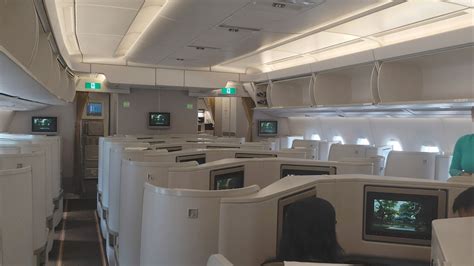 Vietnam Airlines Business Class cabin interior onboard Airbus A350 with flat-bed seats