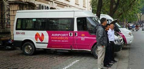 Vietnam Airlines shuttle bus parked near airport exit
