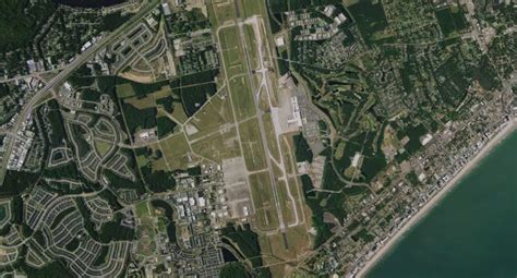 View of Myrtle Beach Airport with F-16s on the tarmac during emergency landing