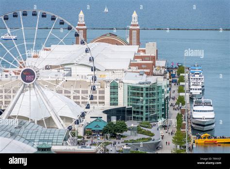 view of Navy Pier and Millennium Park from helicopter window during 10-minute ride