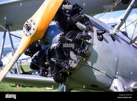 vintage aircraft with original radial engine at an airshow