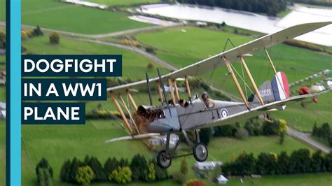 vintage biplane dogfight in a WWI film sequence