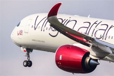 Virgin Atlantic Airbus A350 departing Manchester Airport